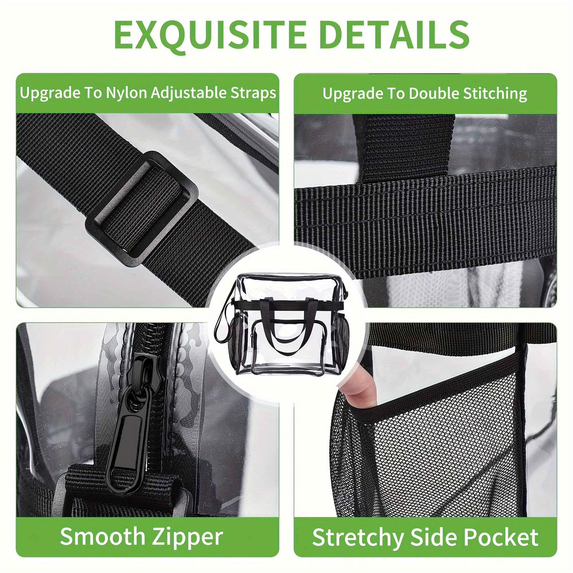 Clear Sports Bag for Work Travel Stadium Storage Handbag