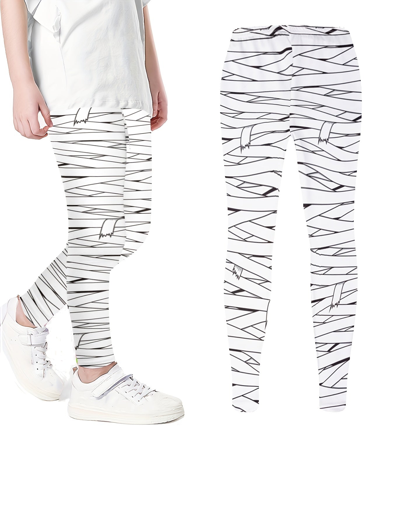Girls Halloween Skull & Pumpkin Leggings Slim Fit Sports Trousers