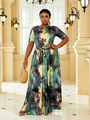 Tie Dye 2 Piece Set with Crop Top & Maxi Skirt