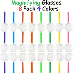 8pcs Colorful Plastic Magnifying Glasses for Kids Party Favors