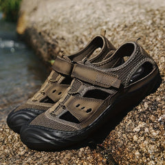 Men's Leather Non slip Sandals Quick Dry Beach Shoes