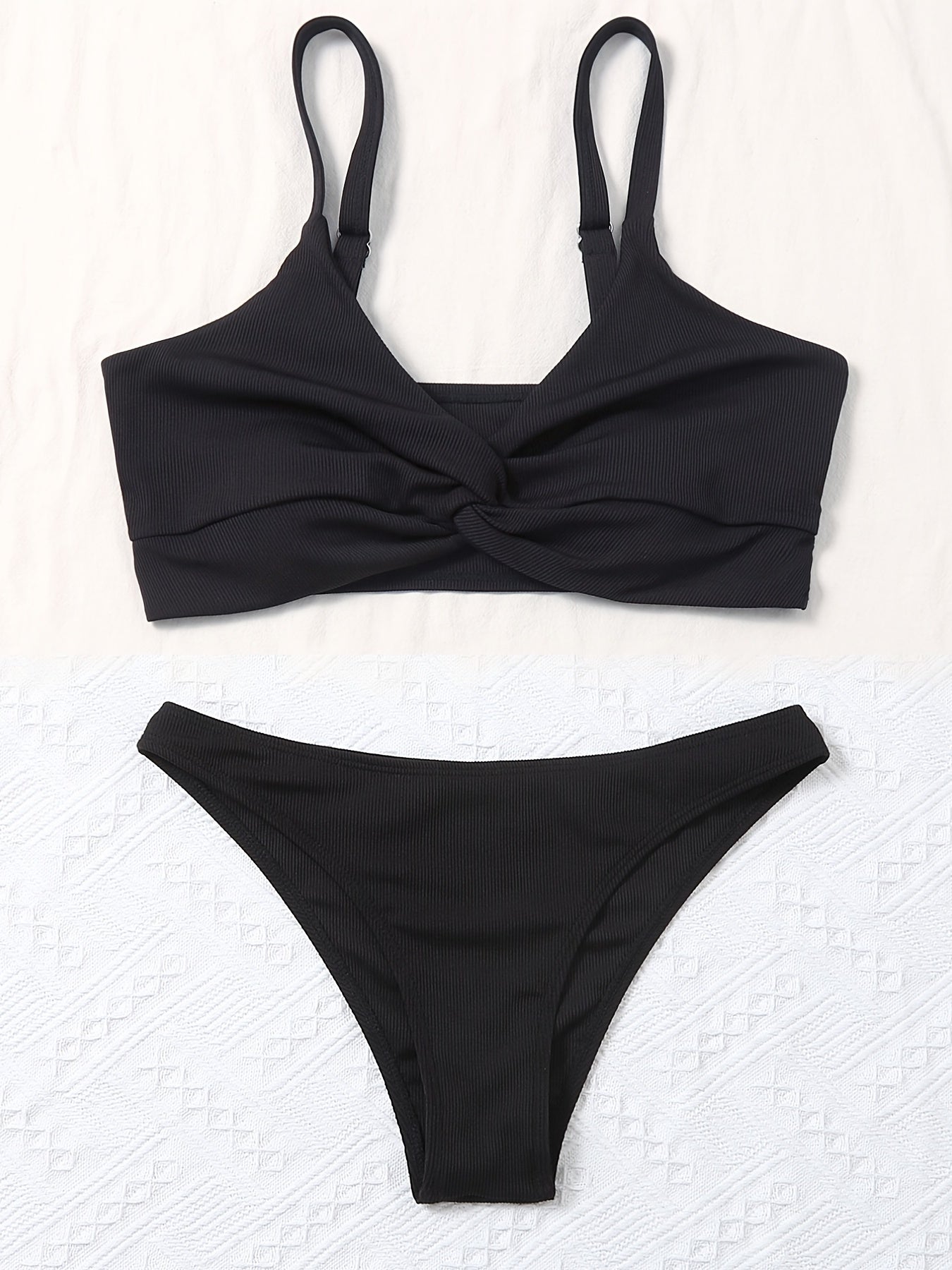 Twisted Centre Core Bikini Set Ruched Two Piece Swimsuit Women's Swimwear