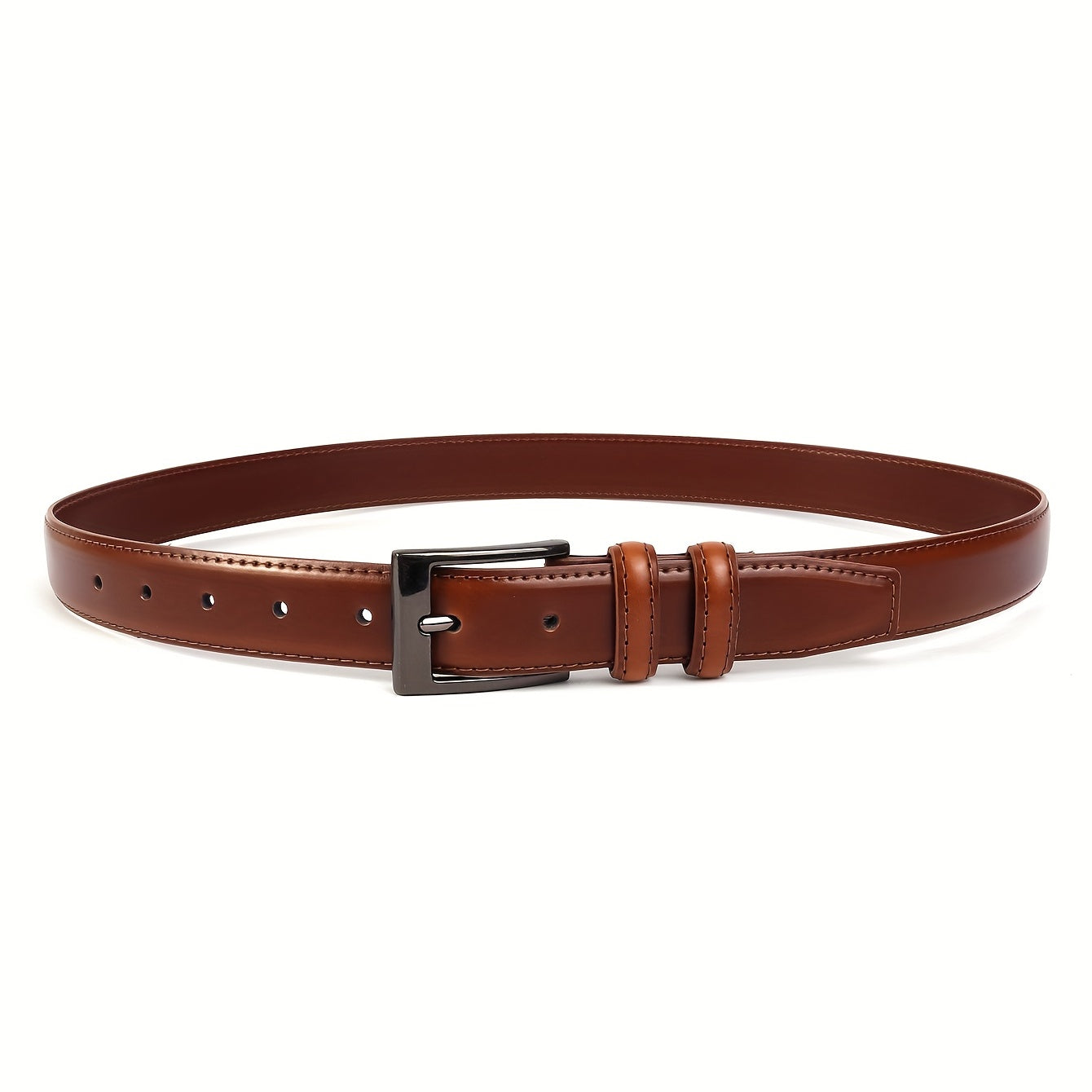 Dark Brown Leather Men's Belt with Pin Buckle