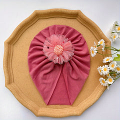 Red Elastic Flower Baby Hat for Girl Four Season