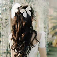 Satin Bowknot Hair Clip Back Head Hair Clip Non slip Duck Billed Clip