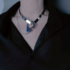 Gothic Punk Handcuffs Collarbone Chain Necklace