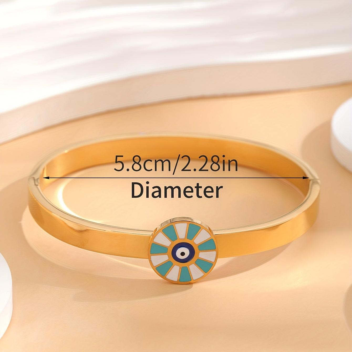 24K Golden Plated Eye Round Bracelet Gift Size 2 28inch