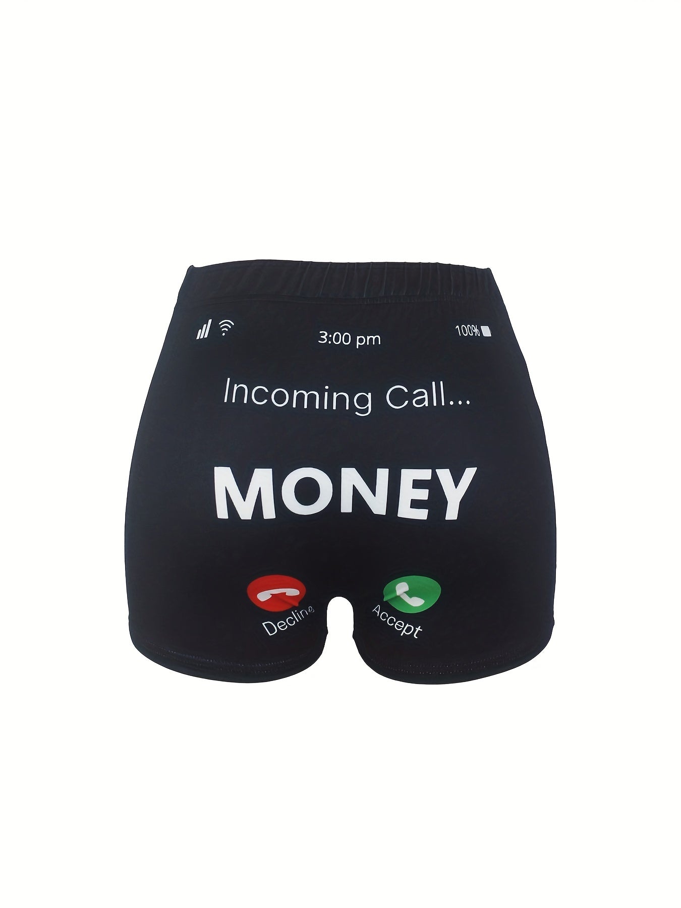 Skinny Shorts Money Graphic Print Casual Shorts Women's Clothing