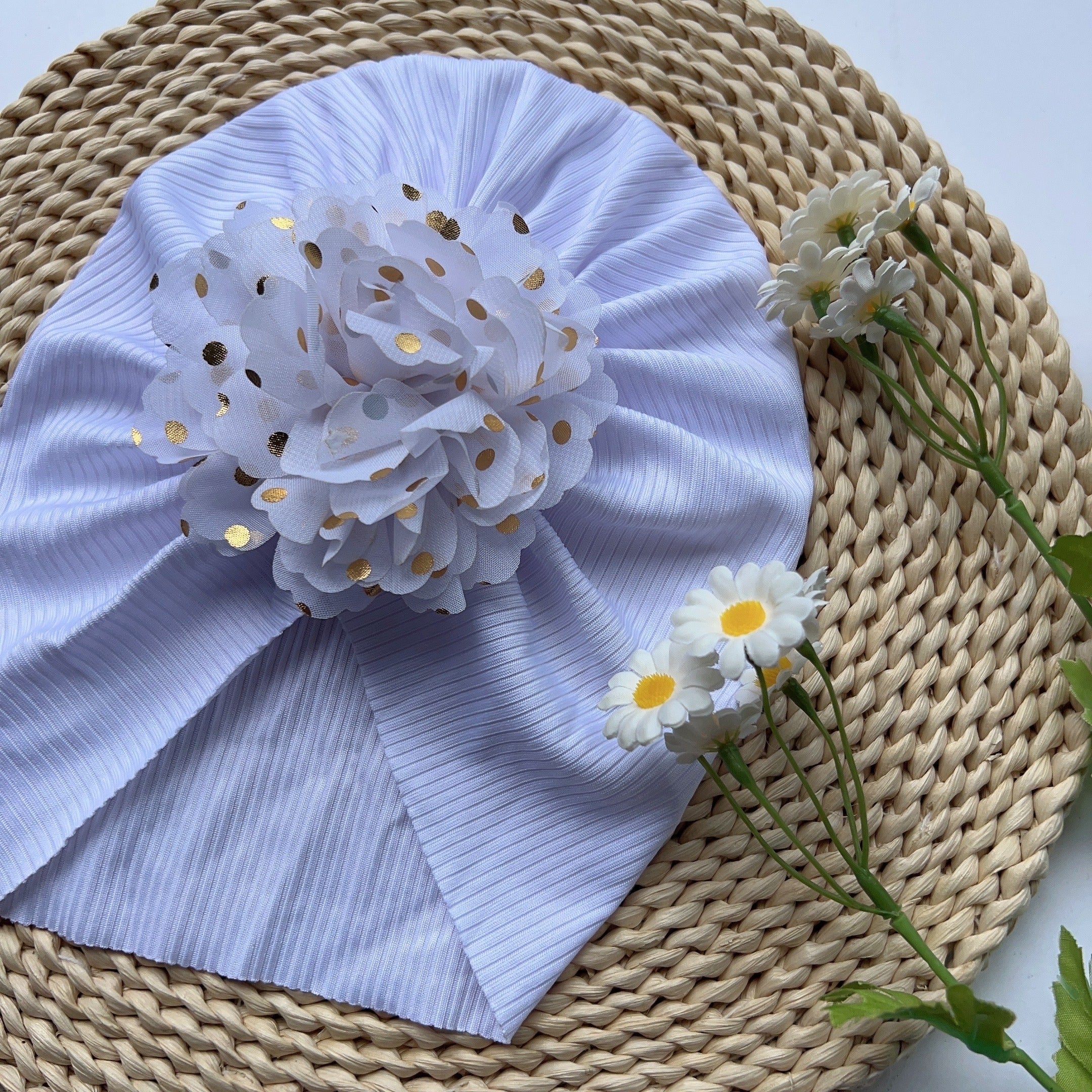Baby Girls Flowers Decor Cap Soft Hair Wrap Head Accessory
