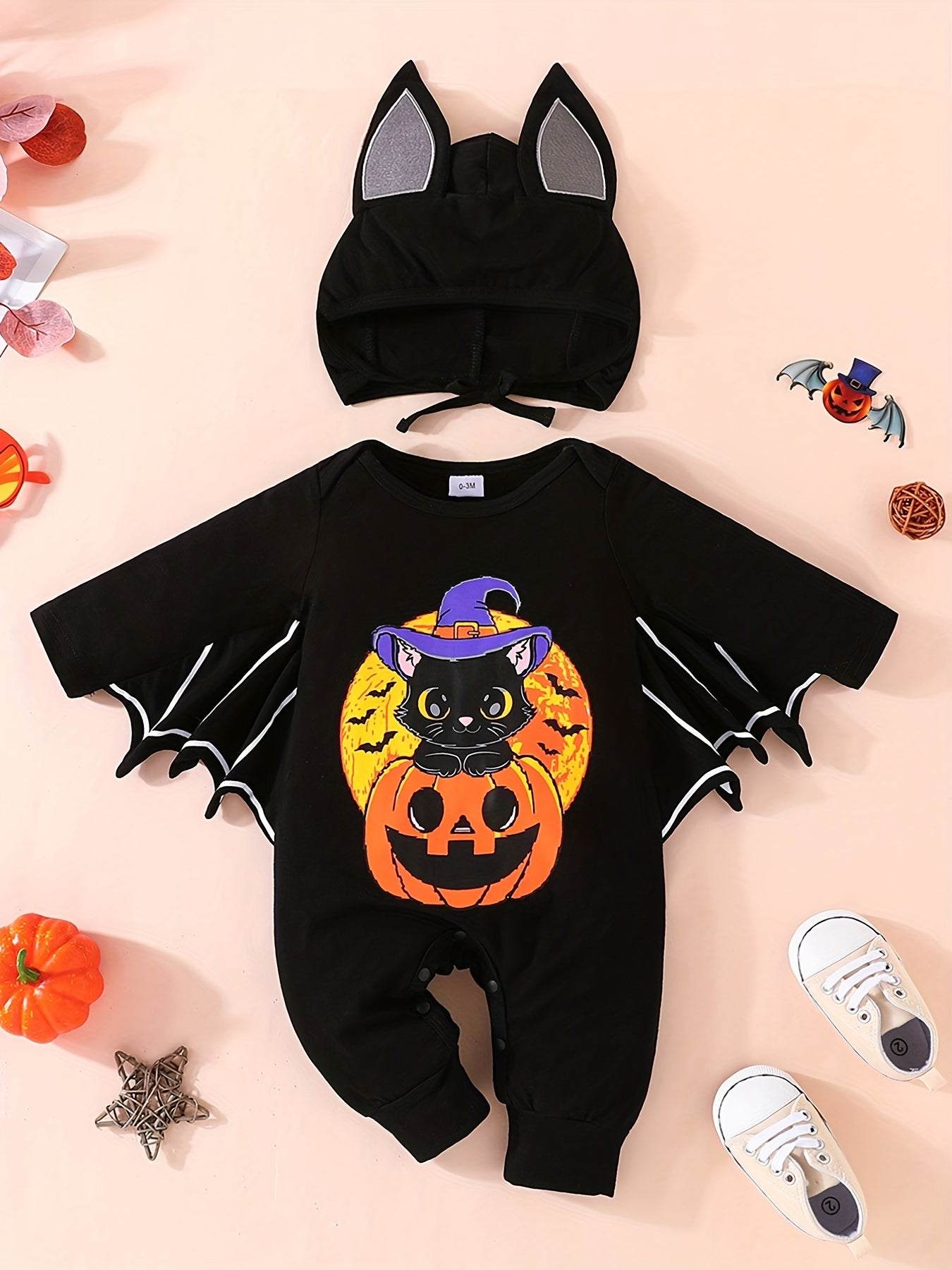 Baby Boys Halloween Animal Shape Cosplay Costume Bodysuit Hat