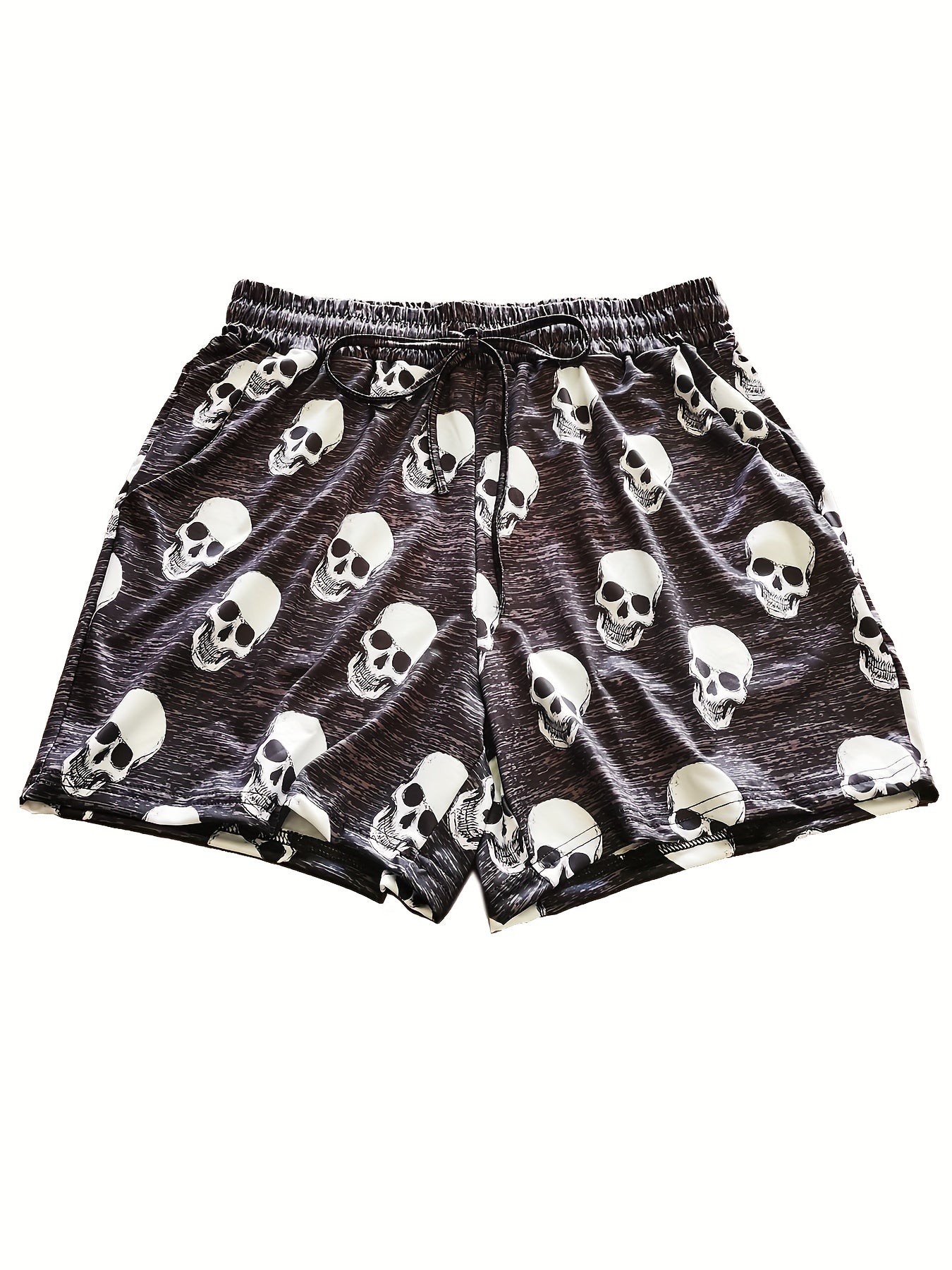 Women's Skull Print Elastic Drawstring Leggings Shorts