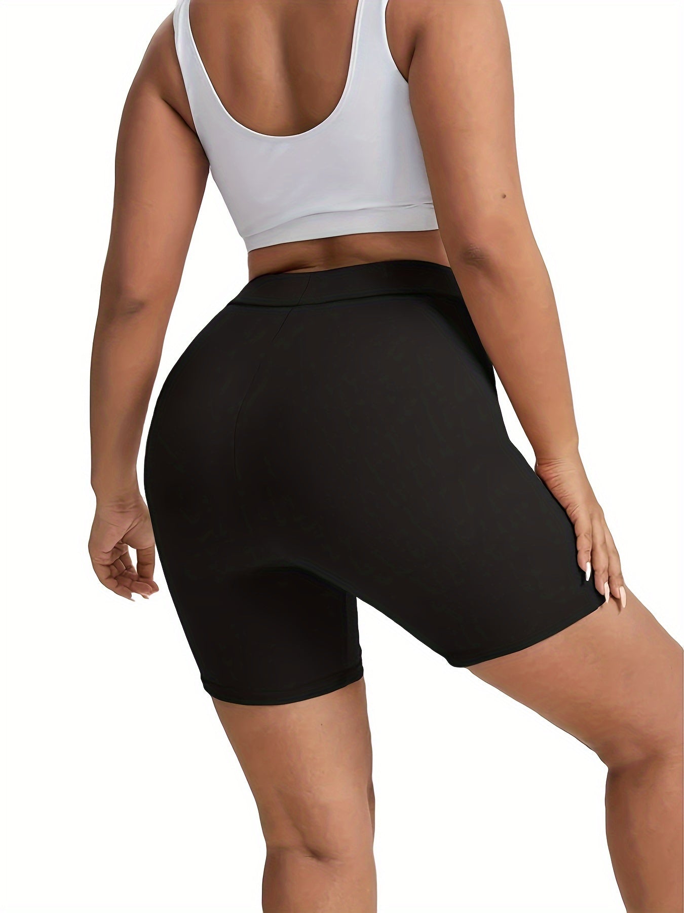 Women's Plus Solid High Rise High Stretch Biker Shorts