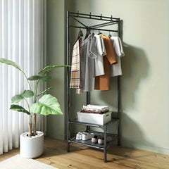 Reinforced Corner Coat Rack Foyer Shoe Rack Standing Coat Rack With Storage