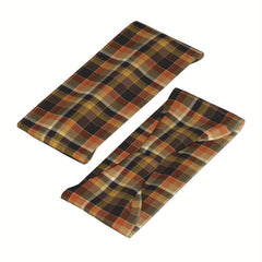 Men's Vintage Plaid Headband Earthy Tones Brown Orange Soft Fabric