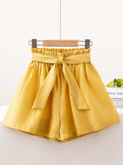 Girls Belted Shorts Comfortable Casual Pants Kids Summer Beach