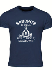 Men's Tequila Print T Shirt Comfy Stretchy Summer Outdoors