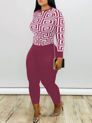Geometric Print Shirt & Panties Set Casual Outfits