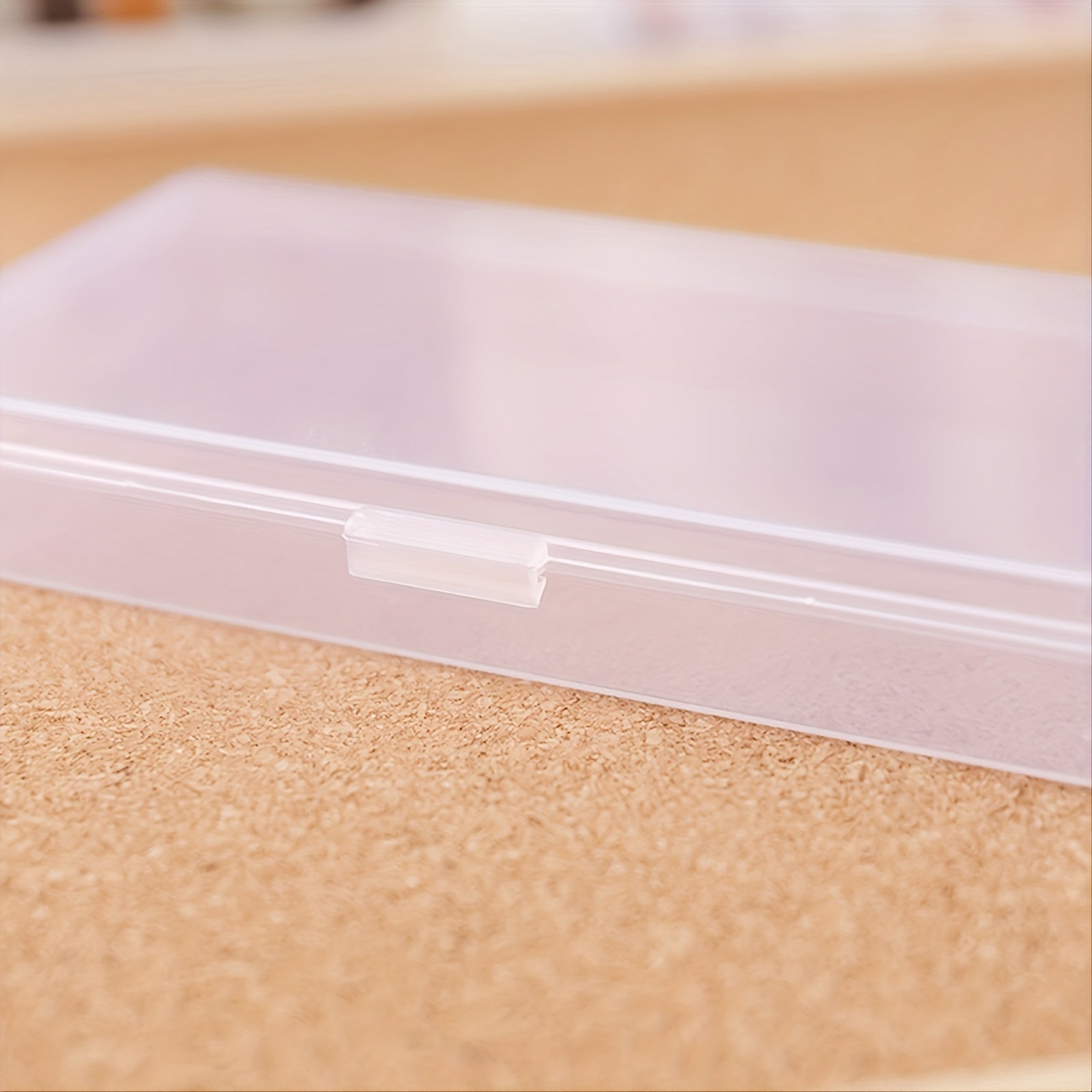 2pcs Transparent Stationery Storage Box Rectangular Pencil Case with Lid