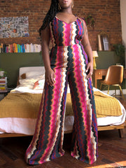 Random Print Cami Top Wide Leg Jumpsuit