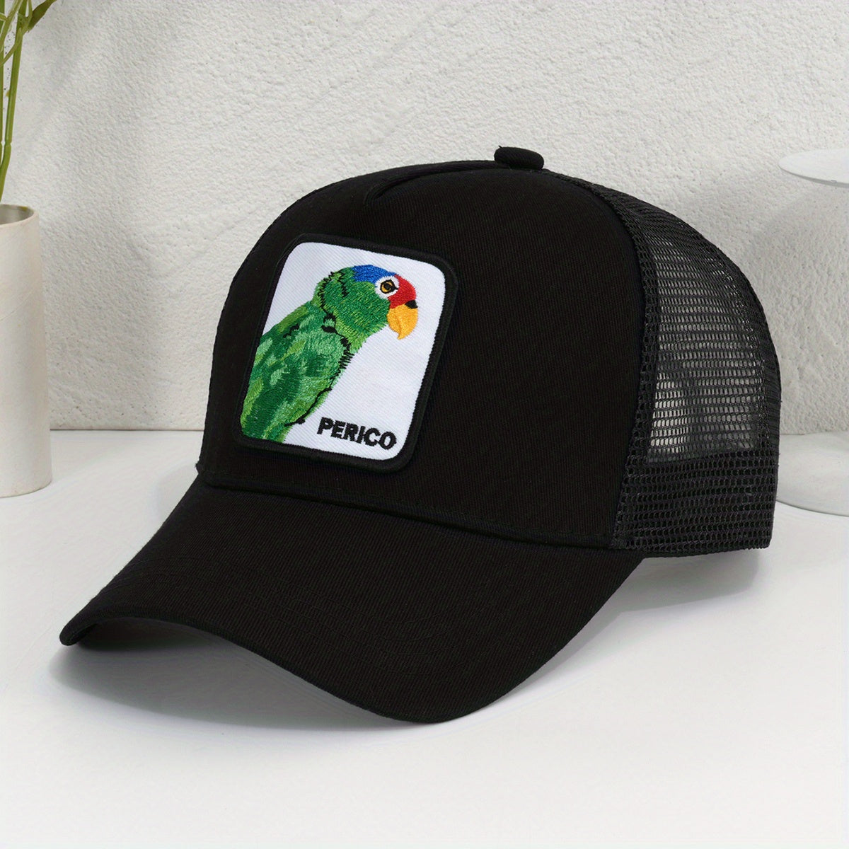 Parrot Patch Baseball Cap Mesh Trucker Hat Adjustable Sunscreen Dad Hats