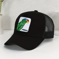 Parrot Patch Baseball Cap Mesh Trucker Hat Adjustable Sunscreen Dad Hats