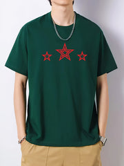 Pentagram Pattern Solid Print Men's Graphic Cotton T-shirt