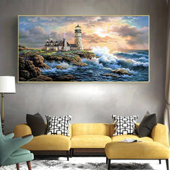5D Lighthouse Diamond Painting Set - DIY Full Round Crystal Rhinestone Embroider