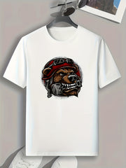 Wolf Print Men's Graphic T-shirt Casual Comfy Tee for Summer