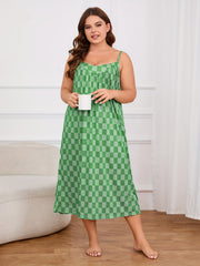 Checkered Print Backless Cami Nightdress