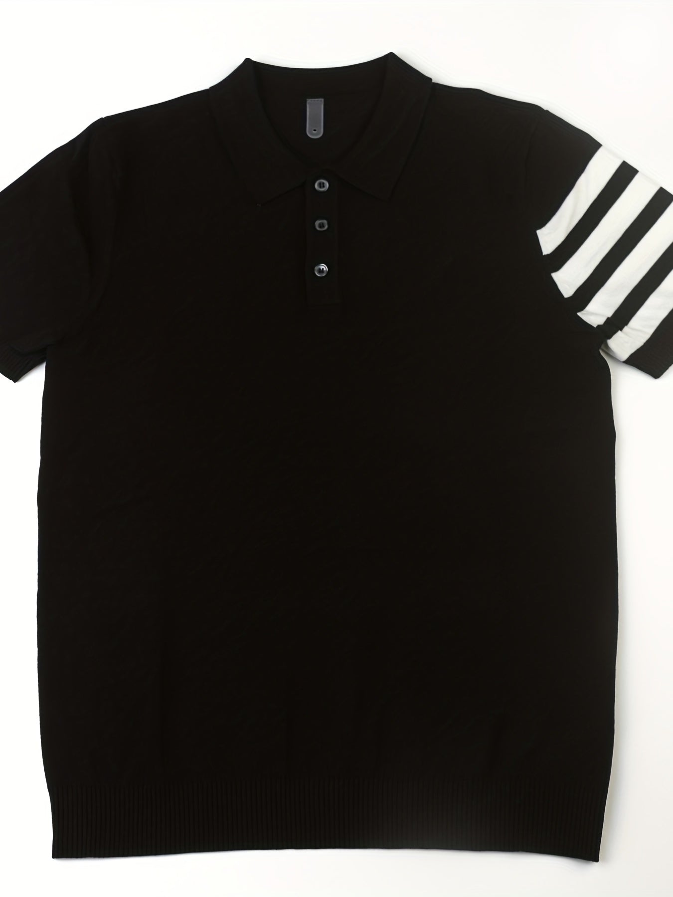 Stripe Breathable Polo Collar Sweater Men's Casual Solid Short Sleeve Sweater