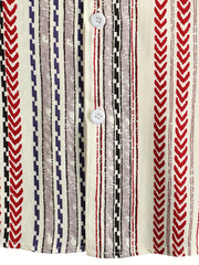 Men's Vintage Lapel Shirt Button Up Short Sleeve with Stripes & Graphics