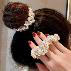 Faux Pearl Style Hair Scrunchie Hairband Elasticated Hairband