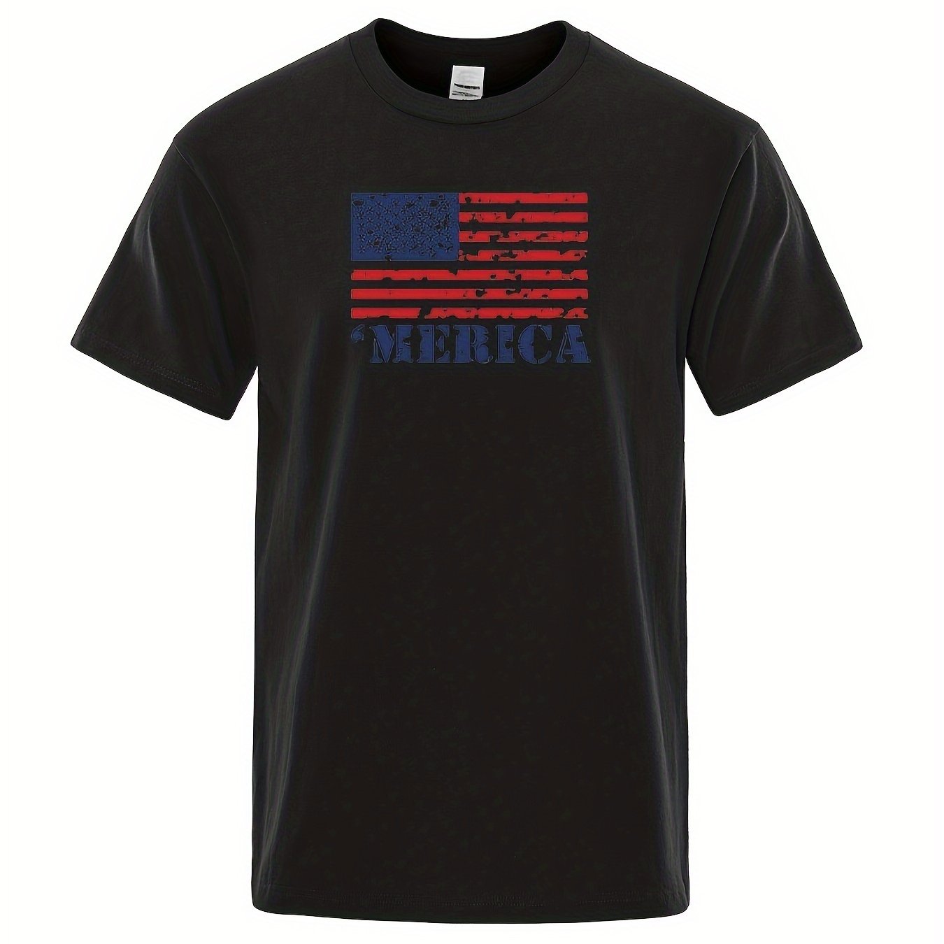 American Flag Print Men's Graphic Cotton T-shirt Active Tee for Summer