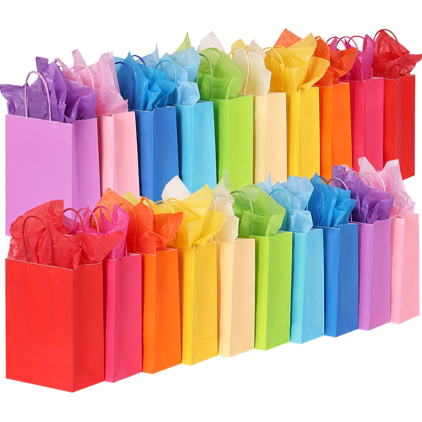 72pcs Small Gift Bags With 72 Sheets Paper 12 Colors Bulk Party Favor Bags