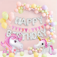 Pastel Balloon Garland Unicorn Cake Decoration Pink Birthday Party