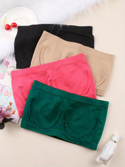 4pcs Seamless Bandeau Bras High Elastic Strapless Everyday Bra