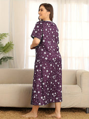 Stars Print Sleep Dress Short Sleeve