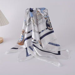 Sailboat Print Bandana Shawl Silk Satin Square Scarf Head Wrap