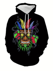 Monster Print Hoodie Graphic Hooded Pullover Mens Clothing Autumn Winter