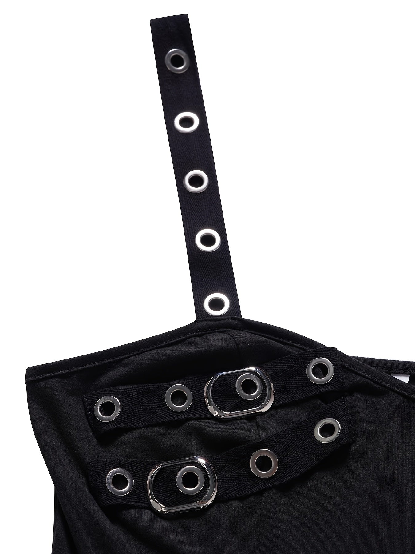 Solid Chain Dress Gothic Vintage V Neck Suspender Dress