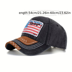 American Flag Patch Baseball Cap Vintage Embroidery Washed Distressed Unisex Dad