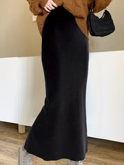 Stretchy High Waist Long Skirt Split Stretchy Skirt for Women