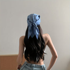 Solid Satin Bandana Silk Square Scarf Neckerchief Head Wrap Hair Accessory