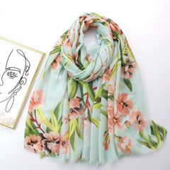 Boho Floral Print Tassel Scarf Block Shawl Casual Windproof Head Wrap