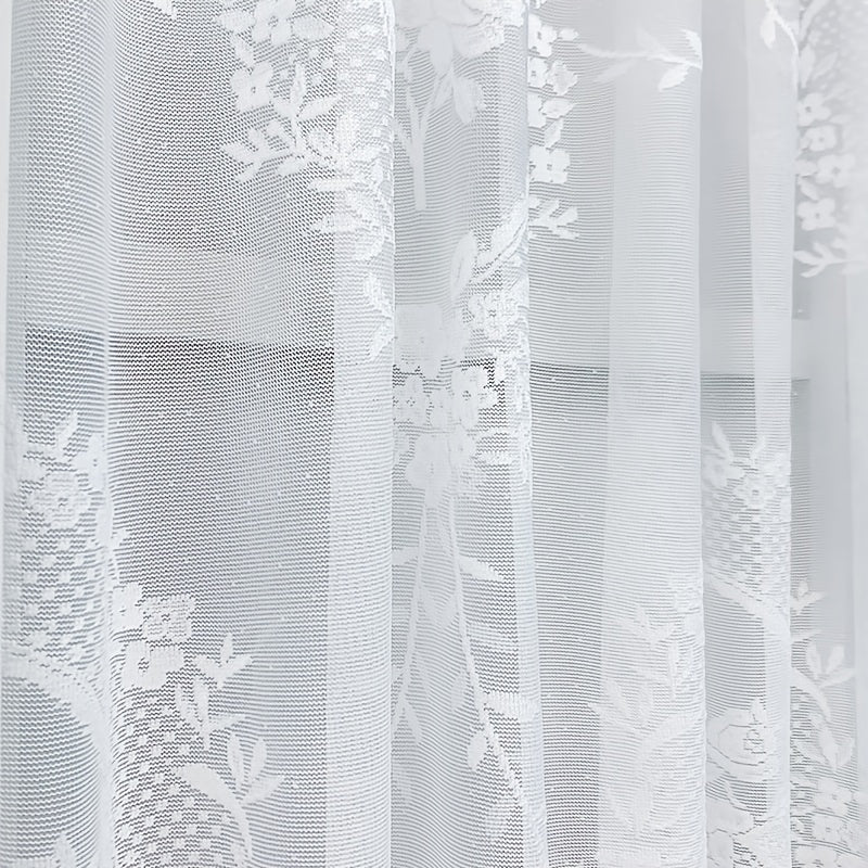 Garden Style Gauze Curtain for Kitchen Cabinet and Door Short Half Curtain