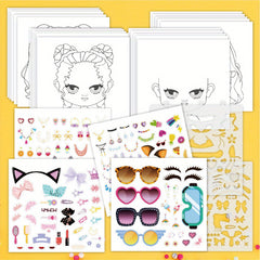 DIY Beauty Art Coloring Book for Kids with Makeup Stickers