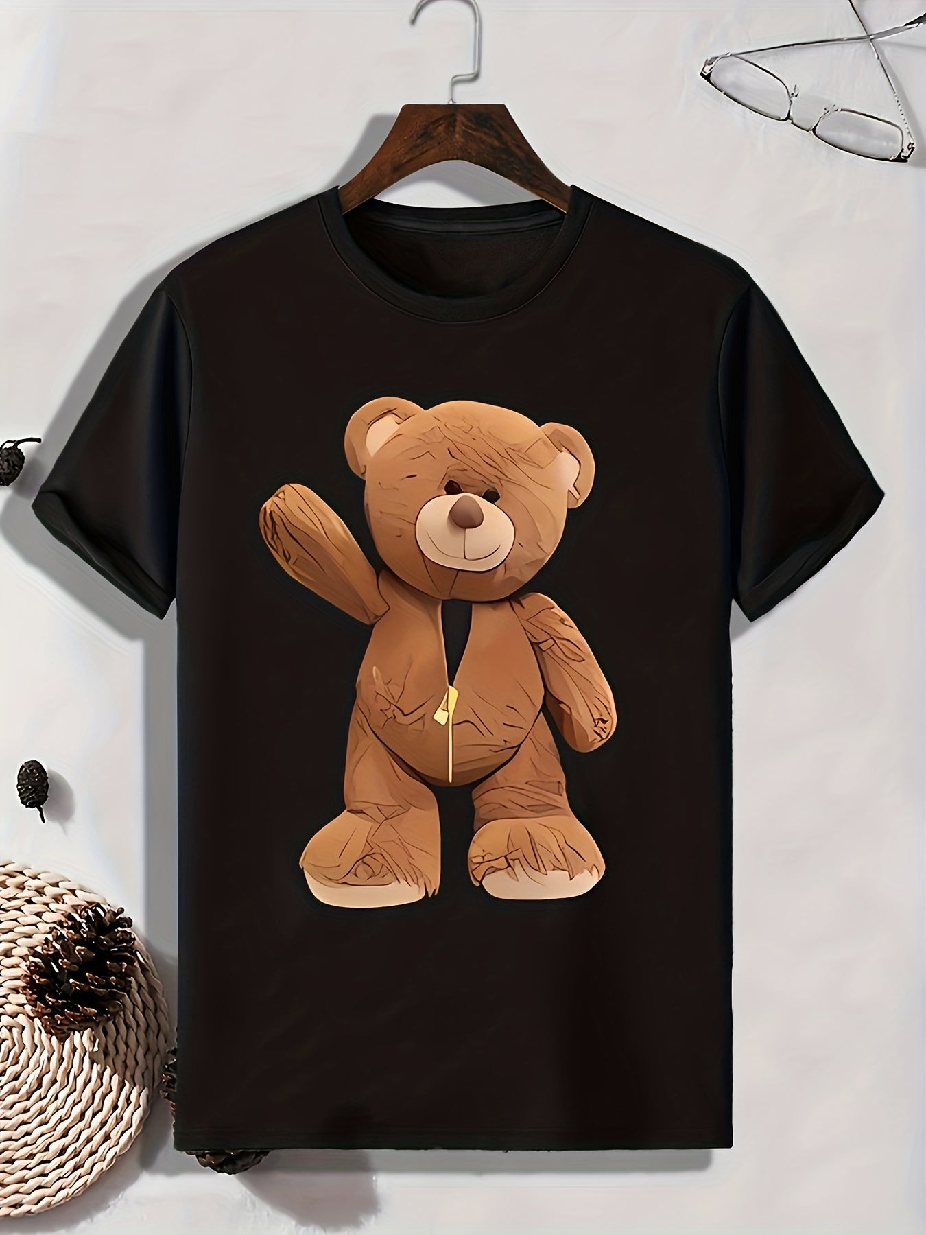Bear Print Men's Graphic T shirt Casual Comfy Tees For Summer Mens Clothing