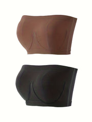 2 Pack Plus Size Seamless Bandeau Bra Set