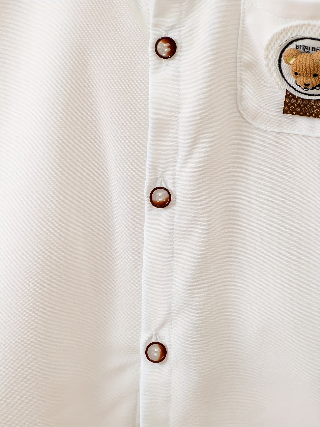 Baby Boys Bear Pattern Short Sleeve Button up Shirt for Summer