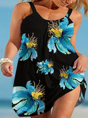 Floral Print Ruched Tank Dress